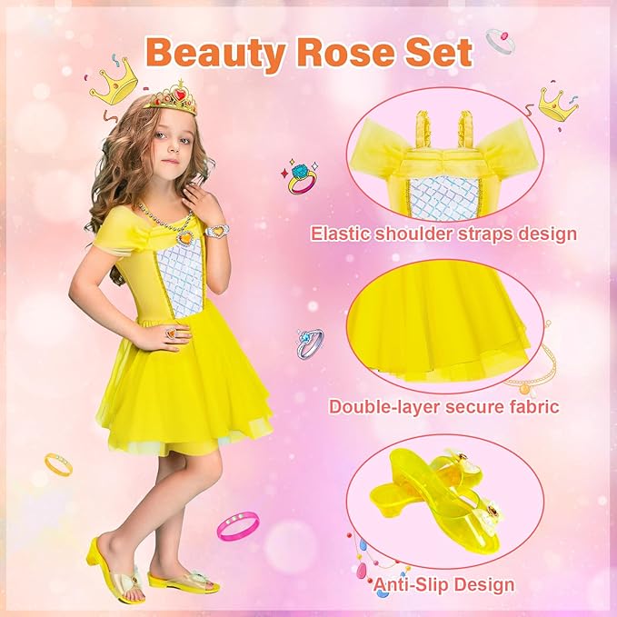 Princess Dress Up for Girl - Dress up Clothes for Toddler Girl, Princess Toys Christmas Birthday Gifts