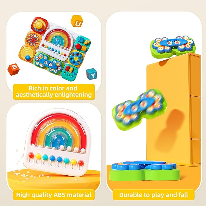 auby Busy Board 3.0 Detachable & Assemblable Educational Sensory Toy for Toddlers 1-6 – Portable Learning Activity Board with 7 Travel-Friendly Tools, Fine Motor Skills Development