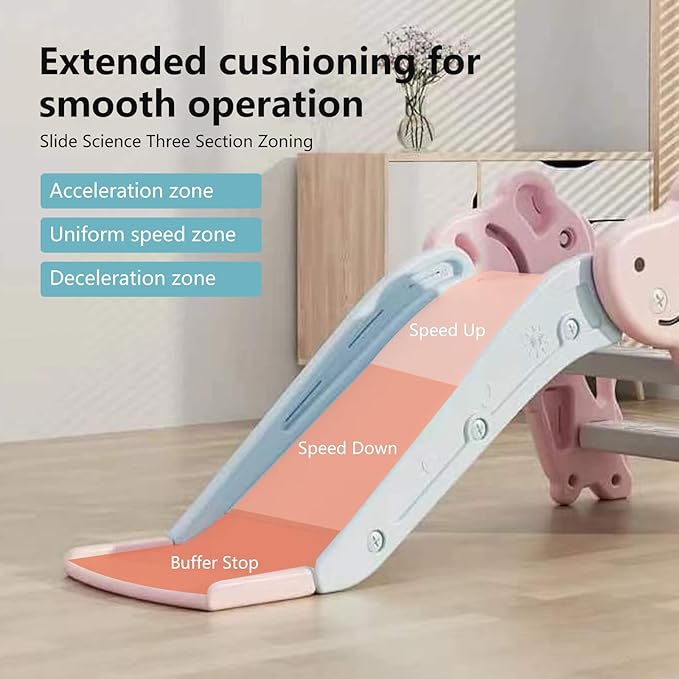 Toddler Slide,Kids Slide Playset for Toddler,Indoor Outdoor Slide Toddler Playset with Ball & Hoop, and Non-Slip Steps,Gift for Boys and Girls 1-3 Years (Pink)