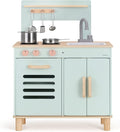 Wooden Play Kitchen Set, Mint Green Stove & Sink with 5 Stainless Steel Tools, Click Knobs, Storage Cabinets, Montessori Toy for Toddlers 3+