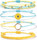 FANCY SHINY Sunflower String Bracelet Boho Braided Rope Wrap Bracelets Cute Summer Beach Surfer Jewelry for Women Christmas Gifts