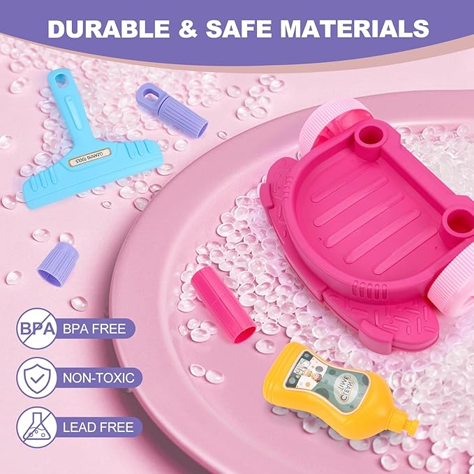 Jenilily Toddler Cleaning Set, Kids Cleaning Carts Toy Set, Detachable Kids Mop Broom Set for Toddlers - Pretend Play Educational Toy (Pink)
