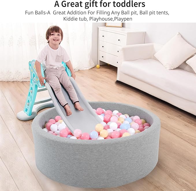 Ball Pit Balls Pack of 100 200 500 - Star and Round Set BPA Free Phthalate Free Non-Toxic Crush Proof Play Balls Soft Plastic Balls for Toddlers Baby Kids Birthday Pool Tent Party