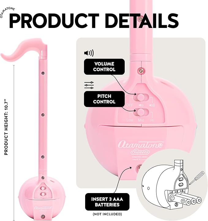 Otamatone Japanese Electronic Musical Instrument Portable Music Synthesizer from Japan by Maywa Denki Studio Award Winning, Educational Fun Gift for Children, Teen & Adults - Strawberry