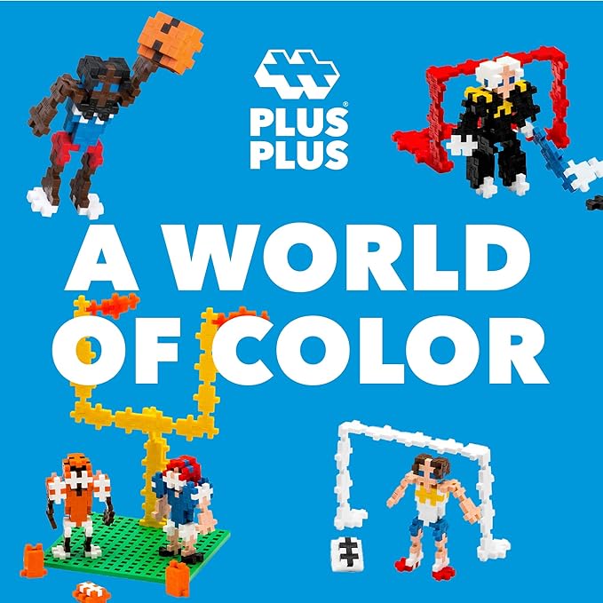 PLUS PLUS Learn to Build Set, Interlocking Mini Building Blocks, 3D Puzzle Construction Stem Toy for Kids - Sports, 380 Pieces