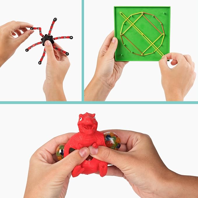Travel Essentials for Kids – Bundle of Various Toys and Activities for Airplanes, Road Trips or Quiet Time – Sensory Toys and Travel Games for Boys & Girls -Toys ONLY- (Red)