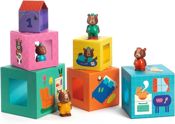 DJECO TopaniHouse Wooden Blocks - Build a Farmhouse & Animal Toys for Home, School or Gifts - Fun & Creative for Family & Friends - Playful, Educational Toys for Preschool, Kids Months 18+