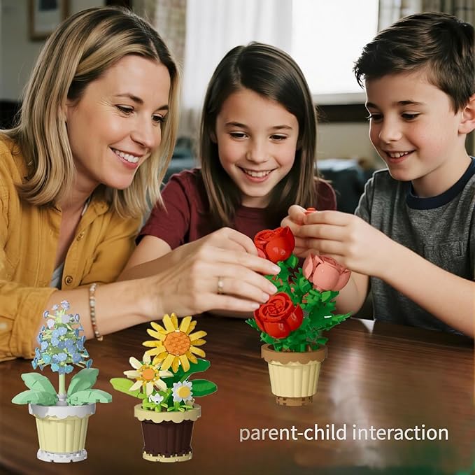 Party Favors for Kids, Tiny Plants Mini Flowers Building Blocks Set for Classroom Prize, Flowers Building Toy, Birthday Gifts for Boys Girls (turnsole+Hyacinth)