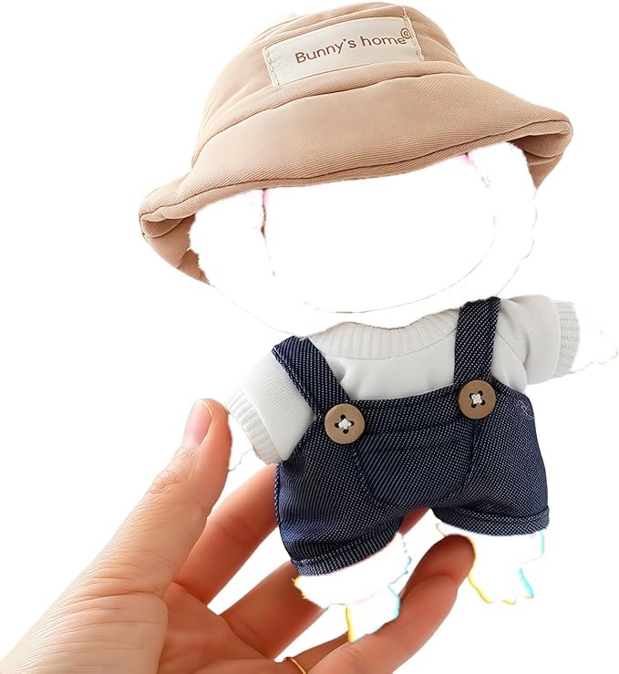 17cm Doll Clothes Outfit Set, 3 Pieces Dress Overalls Set for 6.7inch Doll Suit, Fashion Chic Hat & Clothes Accessories for 1st/2nd/3rd Gen Dolls Play & Display