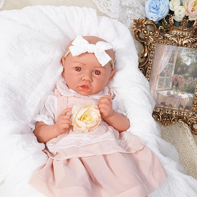 Reborn Baby Dolls Silicone Full Body 19.88in Weighted Real Life Open-Eyes Girl Dolls Lifelike Newborn Baby Soft Body Flexible Limbs Not Vinyl