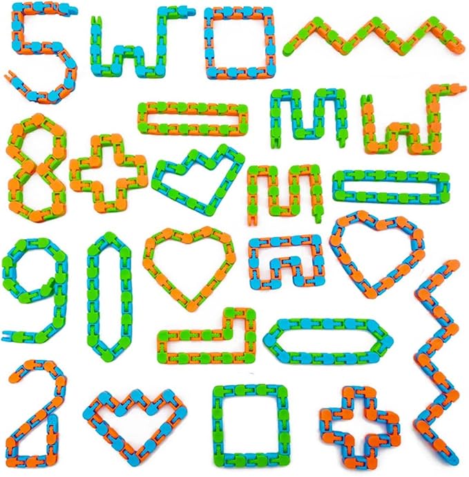 60 Pcs Wacky Tracks Snap Click Toys for Party Favors, Snake Puzzles Fidget Bulk Toys for School Classroom Prize, Goodie Bag Stocking Stuffers, Christmas Easter Thanksgiving Gifts for Kids Students