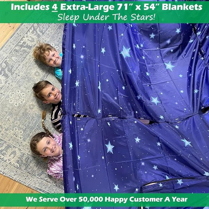 Molcey Blanket Fort Building Kit for Kids 4-8 8-12+ - Make a Portable Playhouse, Play Tent. Build a Fort Making Kit/Builder Blankets - Ultimate Indoor/Outdoor Play for Girls/Boys Toys Age 3-12