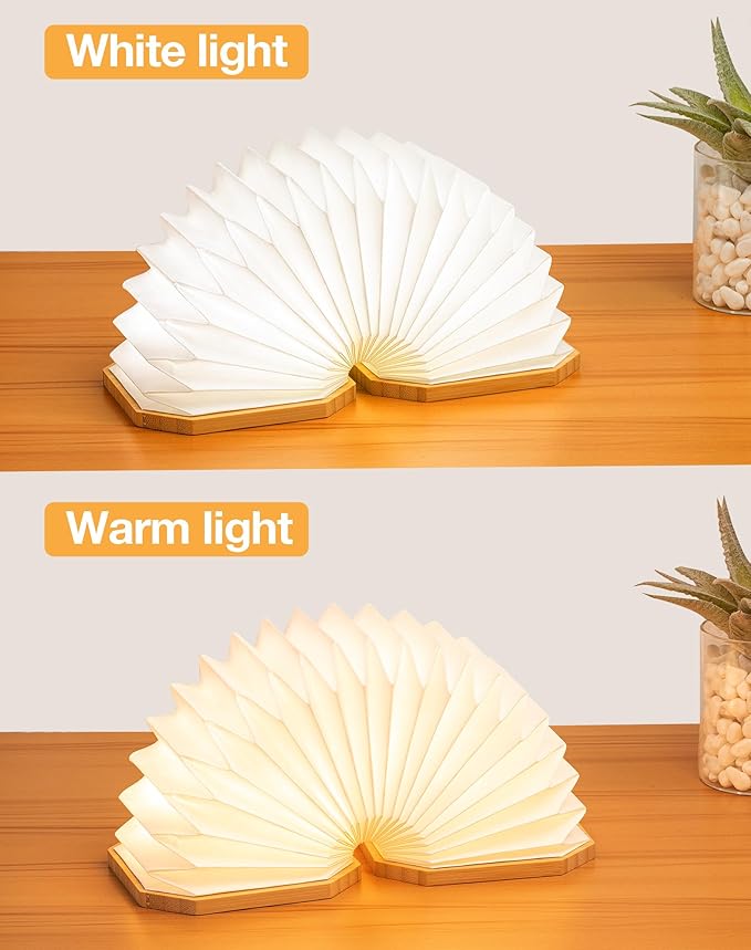 Originality Folding Accordion Lamp, Warm Light Lamp, Portable Desk Lamp, Japanese Gifts, Creative LED Paper Lantern with USB for Home Decoration(Bamboo)