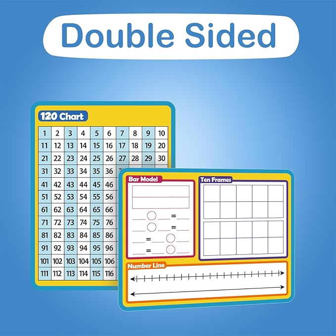Aizweb 12 Pack Dry Erase Board Card,9" x 12" Small Whiteboard Number Line 120 Numbers Chart Ten Frame,Math Manipulatives Addition Subtraction Game for Student Classroom Must Haves Teacher Supplies