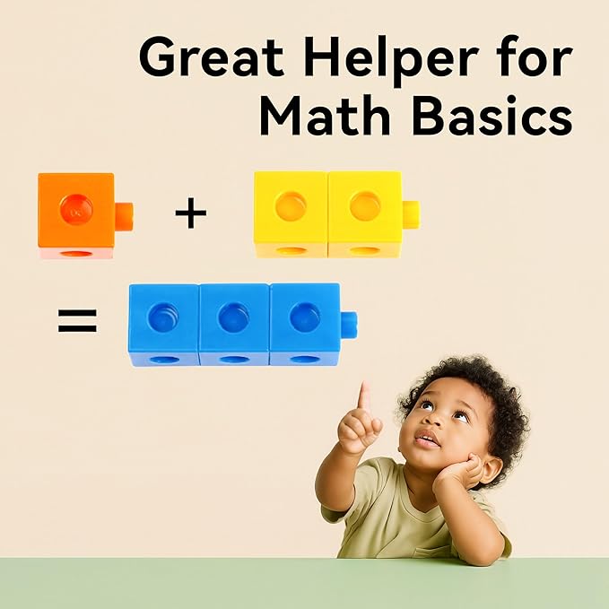 Dotimo 100PCS Math Linking Cubes, Math Cubes for Kids Ages 4-8, Counting Snap Cubes Manipulatives with 10 Colors, Preschool Learning Activities, Classroom Supplies & Homeschool
