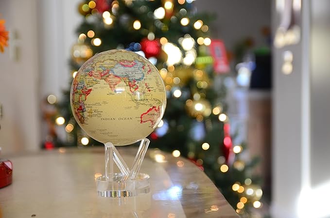 MOVA Globe – Political Map Yellow 6” | Vintage-Style Rotating Globe Powered by Light | No Batteries or Cords | Antique World Map for Home or Office Decor