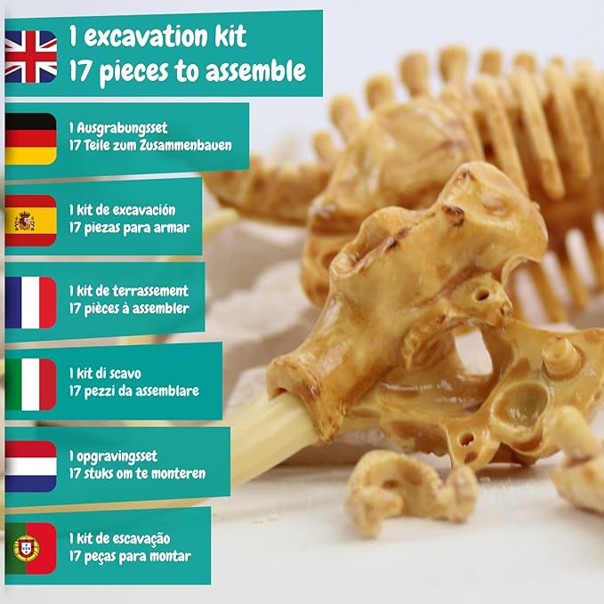 Science4you - Mammoth Fossil Digging Kit for Kids +6 Years - Excavate and Assemble 17 Mammoth Fossils - Ideal Dinosaur Excavation Kit Toy, Archeology and Paleontology Sets for Kids Age 6+