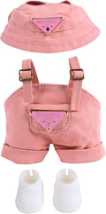 17 cm Doll Clothes, Fashionable and Cute 3-Piece Doll Clothes Set, fits 5.9-6.69 inches (15-17 cm) Dolls, Includes hat, Onesie, White Shoes (Doll not Included) (Pink)