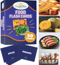 50 Food Double Sided Flash Cards - Nutritious Fruits, Heathly Vegetables, Yummy Desserts & Snacks - Educational Learning Picture Cards for Kids, Adults, Speech Therapy, ESL, ABA, Autism, Dementia