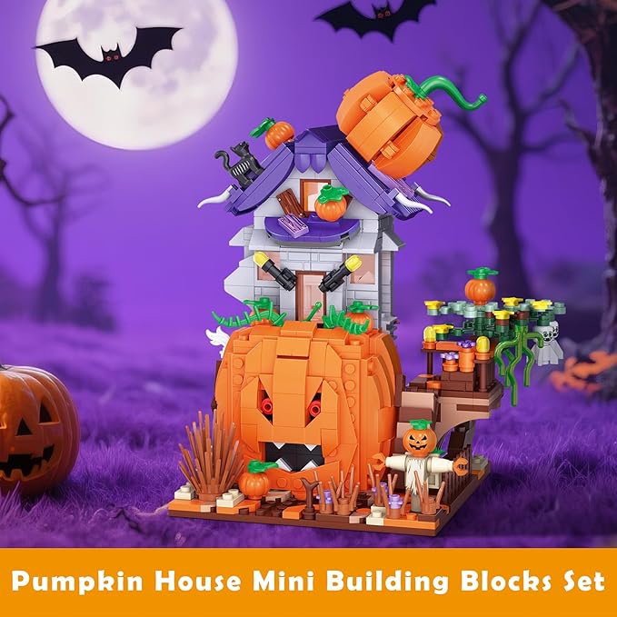 Halloween Pumpkin House Mini Building Blocks Set - 723PCS Halloween Themed Decor Kit, Creative Toys for Adults, Party for Adults