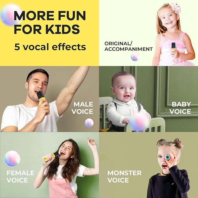 Mini Karaoke Machine for Kids Adults, Portable Bluetooth Speaker with 2 Wireless Microphones, Birthday Gifts Toys for Girls Boys Ages 3, 4, 5, 6, 7, 8, 9,10,11,12+ Years Old Toddler (Yellow)