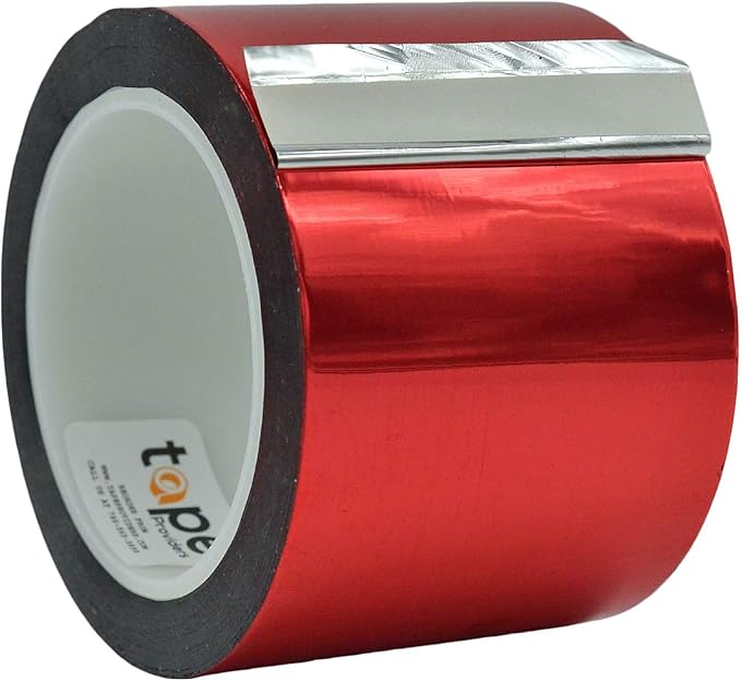 WOD MPFT2 Red Metalized Polyester Mylar Film Tape with Acrylic Adhesive, 3 inch x 72 yds. Vibrant Mirror Red Tape, Decor Tape for Detailing Accent Wall, Graphic Arts, Car and Boat Trim
