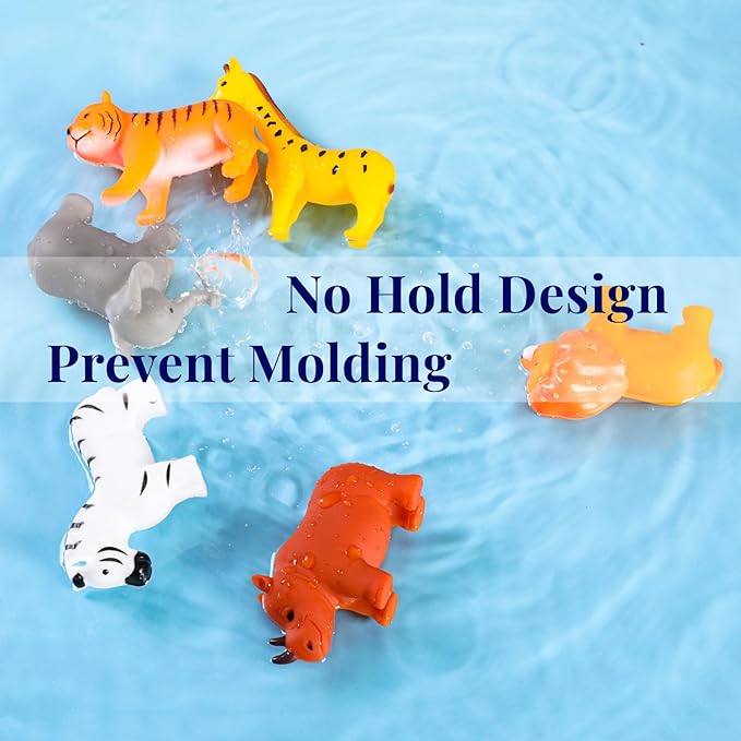 XY-WQ Bath Toys No Hole, for Infants 6-12& Toddlers 1-3, No Hole Bathtub Toys (Animal, 6 Pcs with Mesh Bag)