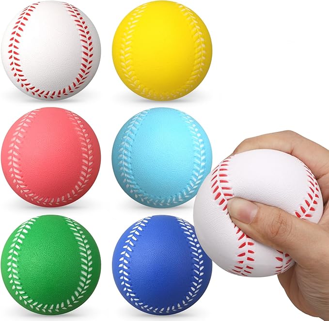 Dilabnba 6PCS Foam Baseballs, Softballs Practice Training Ball for Kids Beginners, Hand Exercise Squeeze Ball for Kids Adults, Safe Throwing, Catching and Batting Practice (2.6inch)