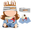 Doll Clothes for Labubu(NO Doll), for 17/15cm Plush Dolls, Clothing Suit Toy Figurine Outfit Set Dress Up with Kawaii Style Accessories, Multicolour Overall and Cute Hat or Headwear (LB103)