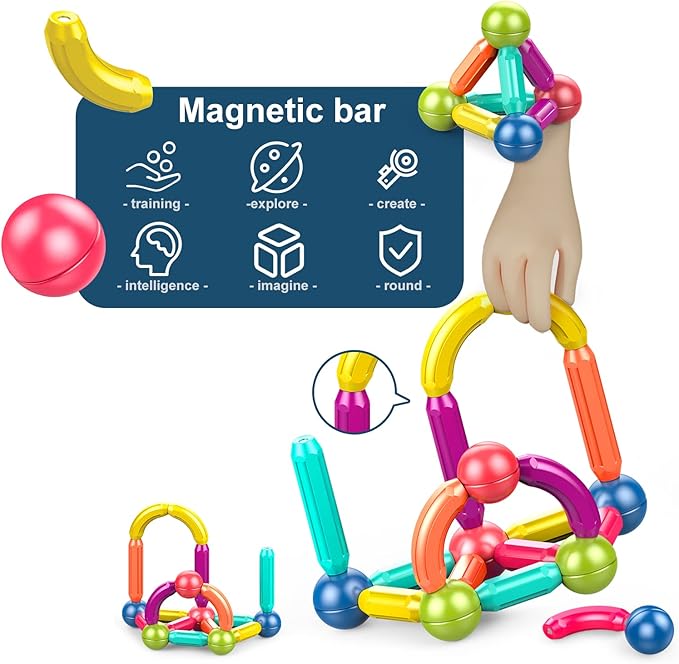 Large Magnetic Blocks for Kids Ages 3-8, STEM Construction Toys and Montessori Toys for Toddlers 1-3 (42pcs)