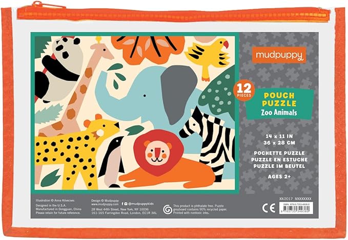 Mudpuppy Zoo Animals Pouch Puzzle, 12