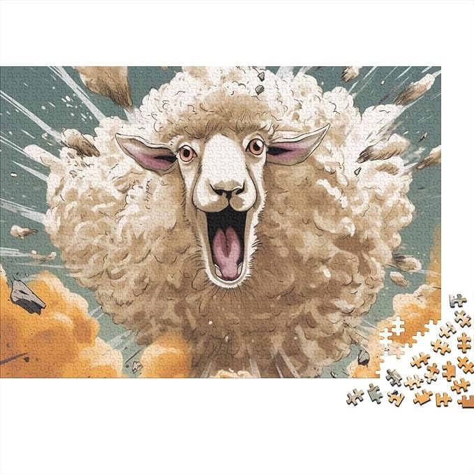 Sheep for Adults Fun 500 Pieces 3D Animal Thickened Wooden Jigsaw Puzzles Toy Intellectual Game Stress Relief Toy Decoration Education Game Relaxation and Intelligence 500pcs (52x38cm)
