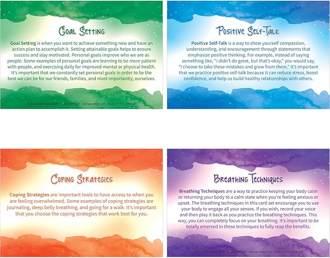 Really Good Stuff Self Care Reflection Cards-Mindful Thinking, Positive Affirmations, Meditation Techniques to Manage Emotions and Feelings for Kids and Adults