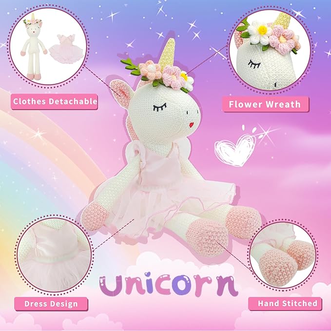 Unicorn Stuffed Animals Plush Ballerina Baby Doll, Unicor n Toys for Girl, Stuffed Animals for Girls Girls Birthday Gift U nicorn Decorations for Girl Toys(Pink)