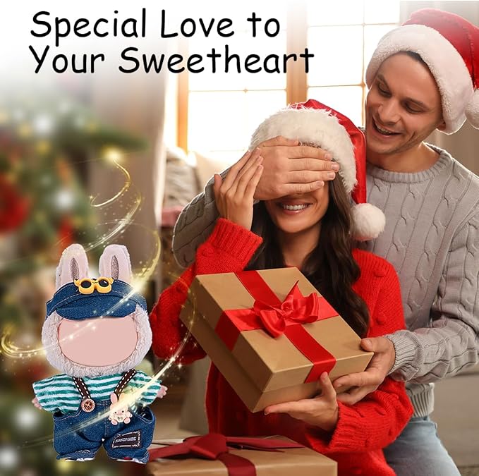 17cm Doll Clothes Set, Premium Jeans & Knitted Sweater Outfit for 17cm 15cm Dolls, Cute Dress Up Fashion, No Doll Included (Cute, 17cm/15cm)