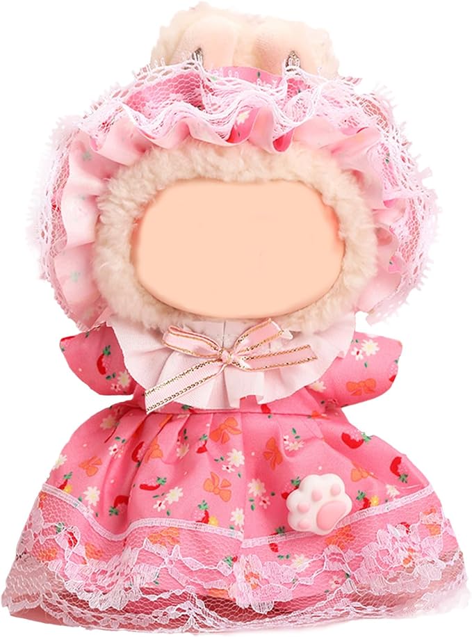 17cm Doll Clothes Set, Cute Girls Doll Outfits Set , 3 PCS Pink Cat Paw Princess Dress Outfits Exquisite Accessories