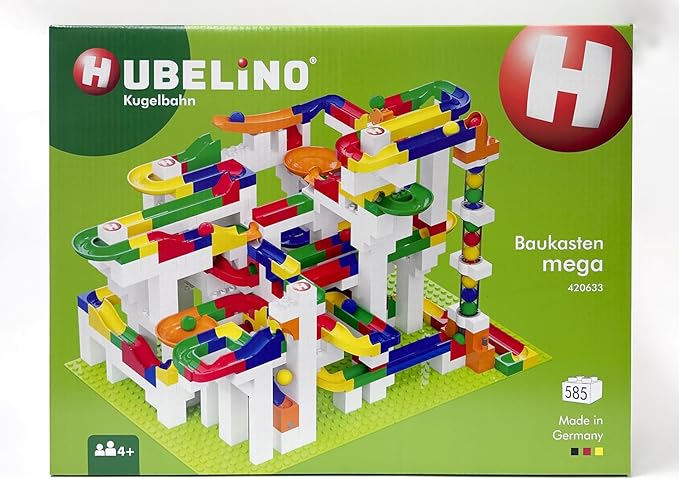 Hubelino Mega Building Box - Deluxe 585 Piece Marble Run Playset (Made in Germany)
