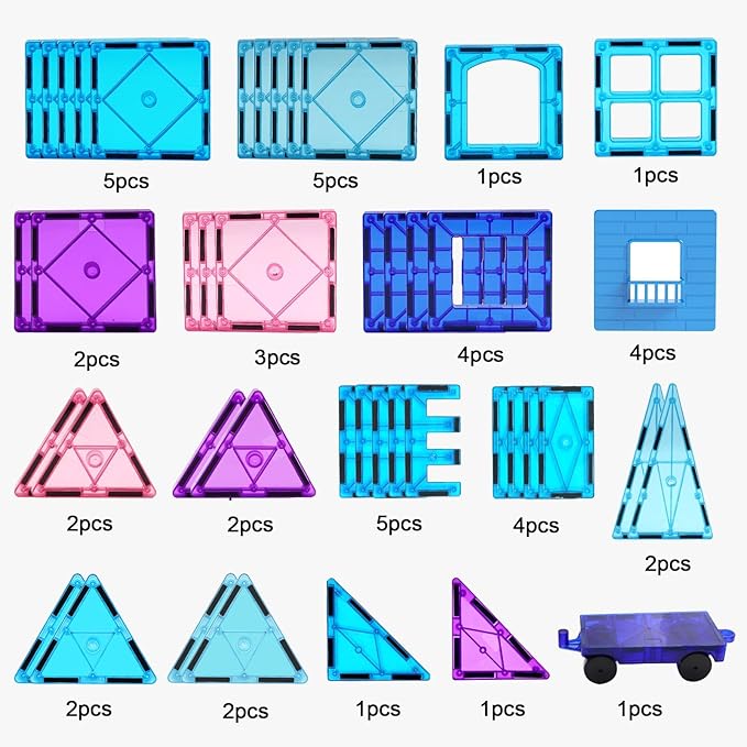 Magnetic Tiles Kids Toys for 3 4 5 6 7 8+ Year Old Boys Girls Toys Castle Princess Magnetic Building Blocks Educational Toddler Gifts Toy Age 2-4 5 6-8 Year Old Girl Boy Birthday