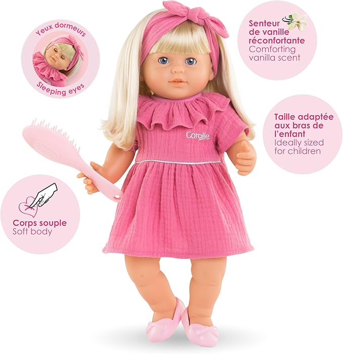 Corolle Jade - 14" Soft Baby Doll with Vanilla Scent, Pink Outfit & Sleeping Eyes for Girls Ages 18 Months+, Cute Reborn Realistic Baby Dolls for 2 Year Old Girls