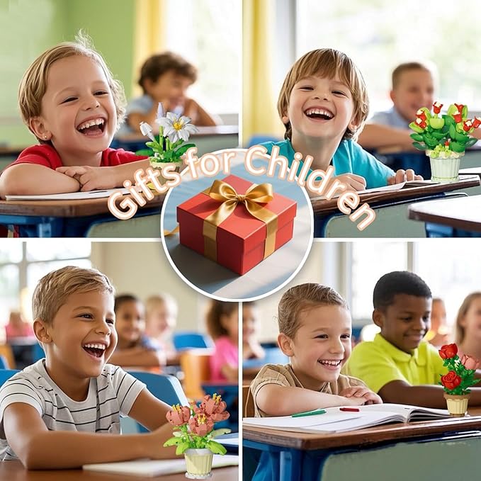 Party Favors for Kids, Tiny Plants Mini Flowers Building Blocks Set for Classroom Prize, Flowers Building Toy, Birthday Gifts for Boys Girls (Convallaria majalis+Chlorophytum comosum)