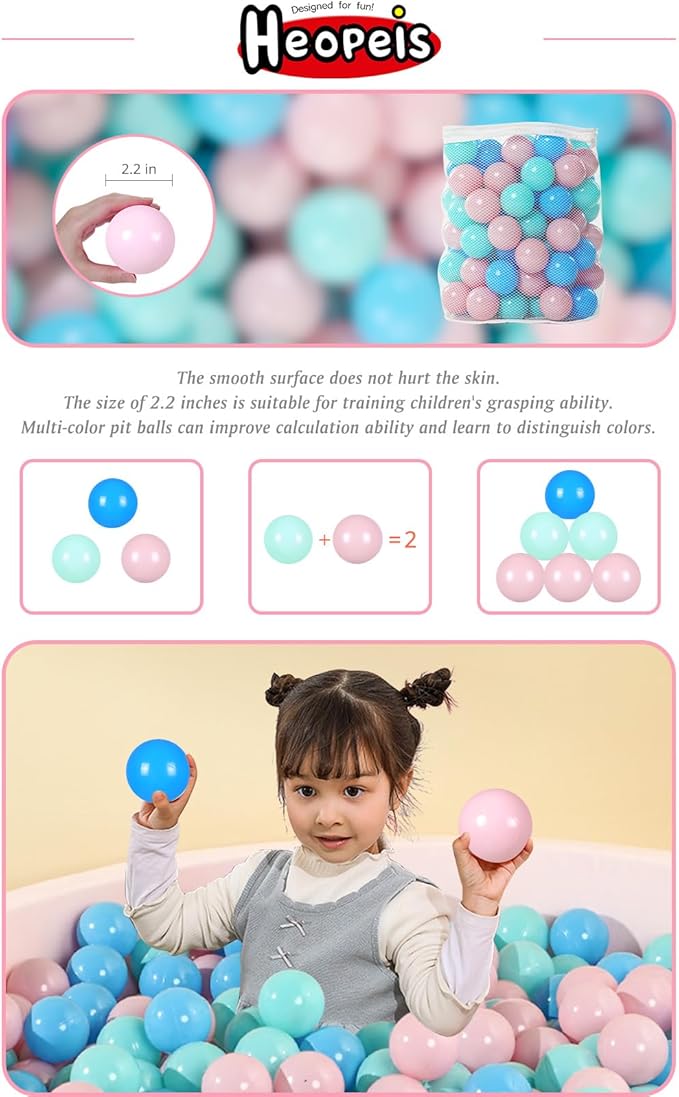 Ball Pit Balls Pack of 100 200 500 - Star and Round Set BPA Free Phthalate Free Non-Toxic Crush Proof Play Balls Soft Plastic Balls for Toddlers Baby Kids Birthday Pool Tent Party