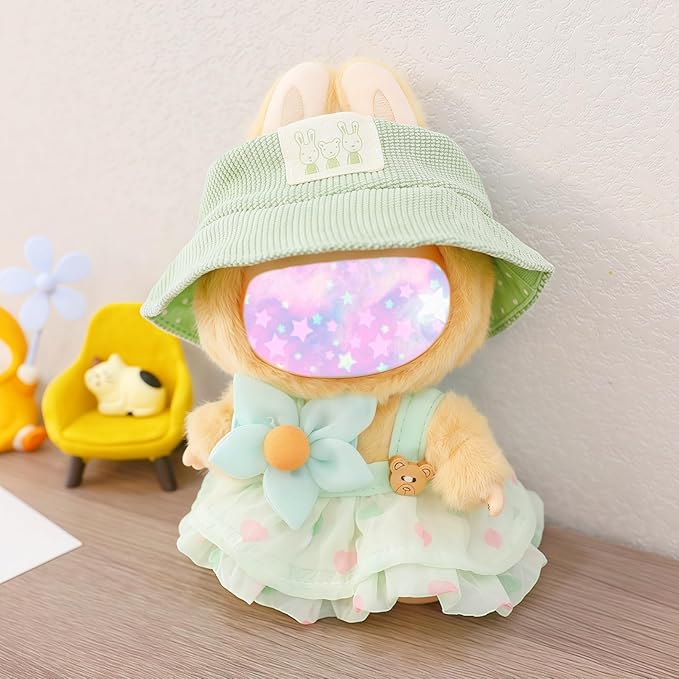 17cm Doll Clothes Set, 3 Pieces Dress Outfit Set for 6.7inch Doll Suit, Fashion Chic Hat & Clothes Accessories for 1st/2nd/3rd Gen Dolls Play & Display Light Green