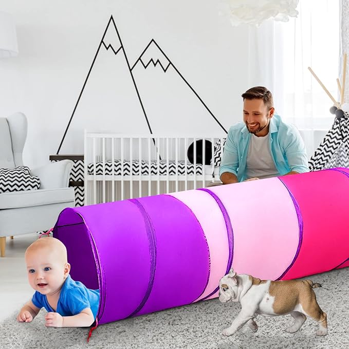 Kids Play Tunnel for Toddlers 1-3, Baby Crawling Toys for 1 2 3 4 Year Old Girl Boy Birthday Gift, 6 Foot Pop Up Tunnel, Indoor Outdoor Toddler Toys for Infant Children or Dog