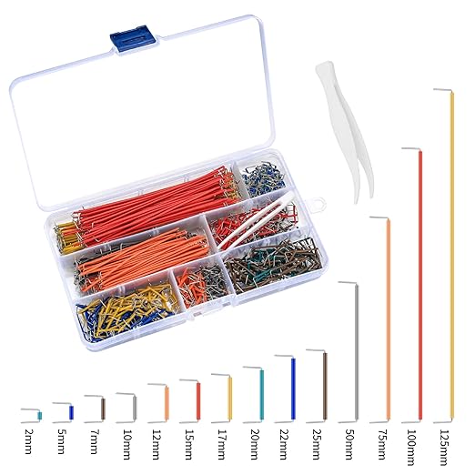 2-125 mm Breadboard Jumper Wire Kits, PCB Circuit Boards Jumper Wire Cables Assortment Kits with 14 Different Lengths, for Breadboard Prototyping Solder Circuits (840Pcs)