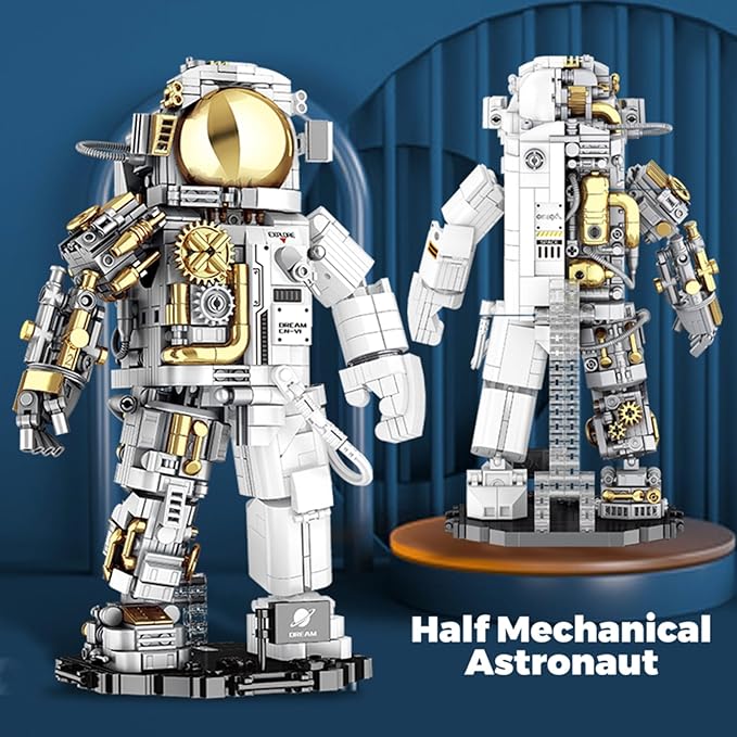 GoolRC Space Astronaut Building Block Set, 1078 Pcs Half Mechanical Astronaut Building Kit with Display Stand, Educational STEM Spaceman Building Kits Gifts for Teen