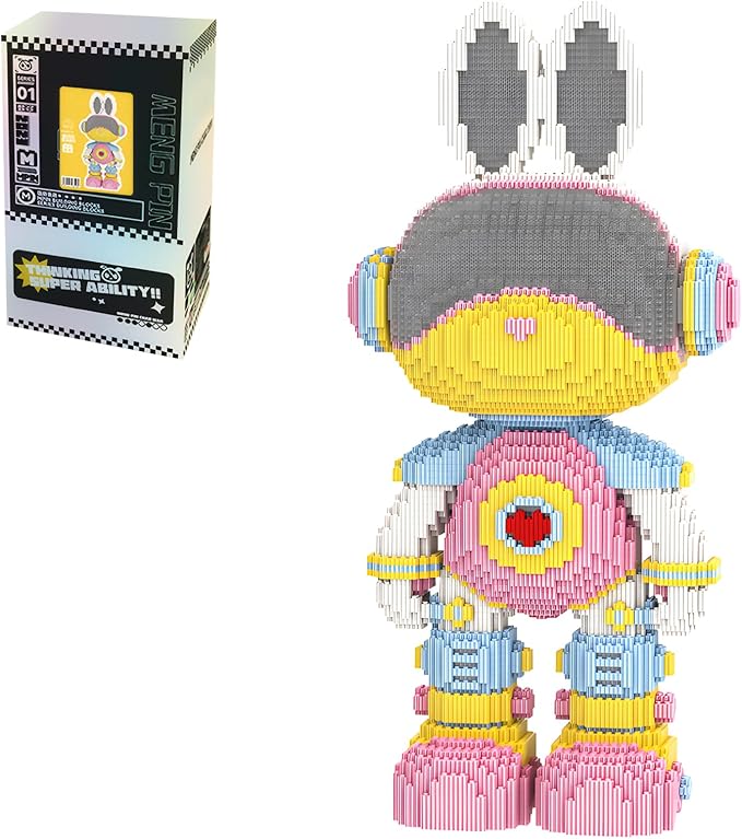 Rabbit Animal Micro Building Blocks Set for Adults Space Girl Cute Large Sets Toys Gift Kids 7550 Pieces 55cm High Series