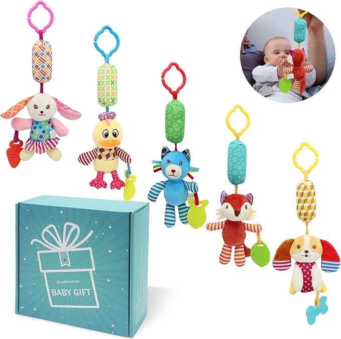BLOOBLOOMAX Sock rattles for Babies 0-24 Months Baby Animal Foot Finder Educational Toys