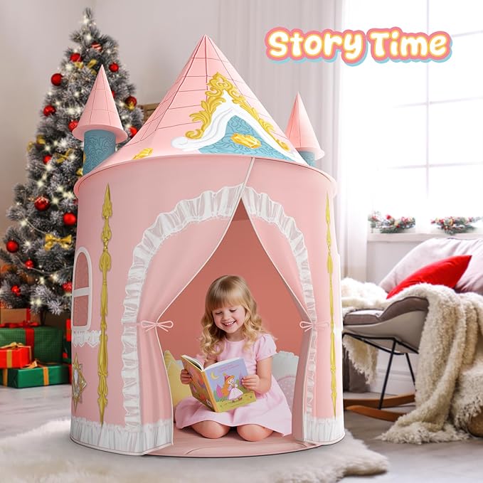 Skirfy Kids Play Tent for Girls Toddler Indoor Princess Tents for Kids Ages 4-8 Large Outdoor Playhouse Castle for Girl Boys 3-5 4-6 Birthday Thanksgiving