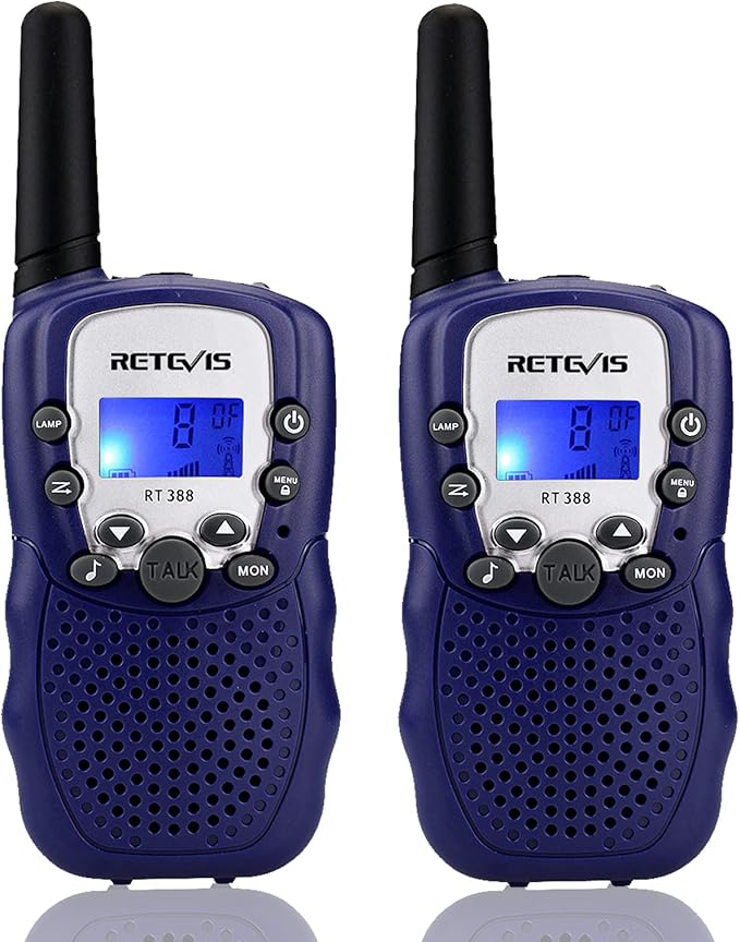 Retevis RT388 Kids Walkie Talkies, Toys for 6-12 Year Old Boys Girls, Walkie Talkies for Kids 22CH 2 Way Radio, VOX Flashlight LCD Backlit, Toys Gifts for Outdoor Stocking Stuffers(Dark Blue,1 Pair)
