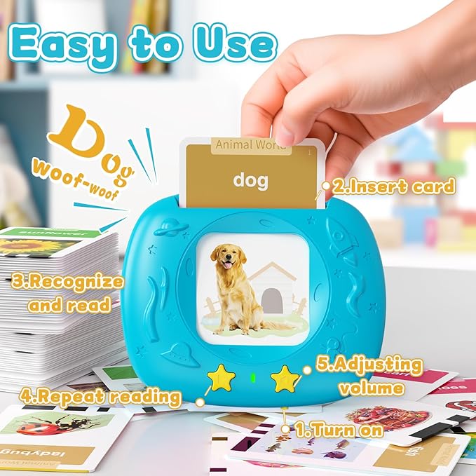 HOMESTEC Toddlers Talking Flash Cards with American accent & 288 Sight Words, Speech Therapy Toys for 3 4 5 6 Years Old Boys and Girls, Learning Educational Montessori Sensory kit, Kids Birthday Gifts